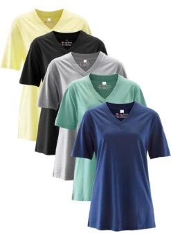 Lot De 5 T-shirts Longs Amples Col En V, Manches Courtes -Libre Mode Winkel 16226876 cDlzwXuR