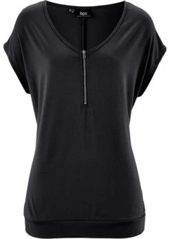 T-shirt Avec Zip, Manches Courtes