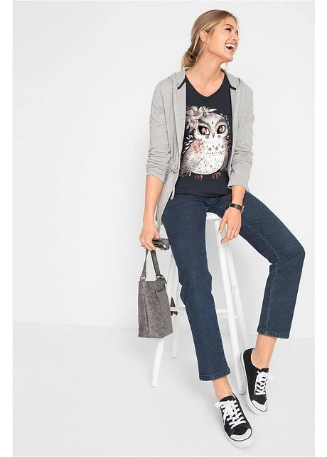 T-shirt Manches Longues En Coton à Imprimé Hibou 4 T-shirt Manches Longues En Coton à Imprimé Hibou - Afbeelding 4