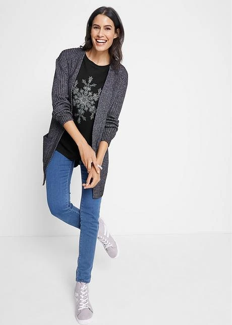 T-shirt Manches Longues Coton à Imprimé Flocon De Neige Métallique 4 T-shirt Manches Longues Coton à Imprimé Flocon De Neige Métallique - Afbeelding 4