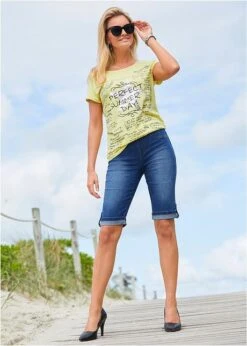 Bermuda En Jean Avec Taille Entièrement élastiquée -Libre Mode Winkel 20056135 ShWWxJvm