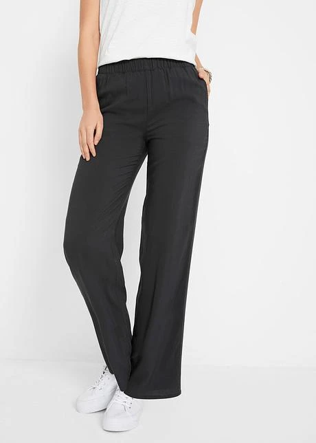 Pantalon à Enfiler Avec Tour De Taille élastique Et Jambes Larges En Viscose 2 Pantalon à Enfiler Avec Tour De Taille élastique Et Jambes Larges En Viscose - Afbeelding 2
