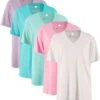Lot De 5 T-shirts Longs Amples Col En V, Manches Courtes