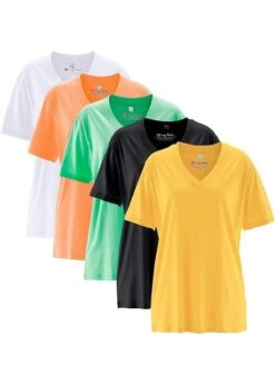 Lot De 5 T-shirts Longs Amples Col En V, Manches Courtes -Libre Mode Winkel 20106323 WMWWwvpW