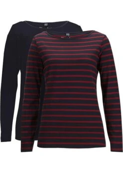 Lot De 2 T-shirts Manches Longues à Encolure Bateau