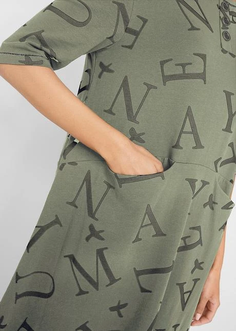 Robe Coton Ample Avec Poches, Mi-manches 6 Robe Coton Ample Avec Poches, Mi-manches - Afbeelding 6