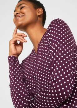 T-shirt Manches Longues à Pois Et Fentes Latérales -Libre Mode Winkel 20220937 iZNOGD2O