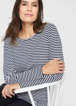 T-shirt Manches Longues à Encolure Ronde, Rayé -Libre Mode Winkel 20260149 PUqssttS