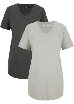 Lot De 2 T-shirts Longs Basiques Col V Et Manches Courtes -Libre Mode Winkel 21013250 Soi7dJRn