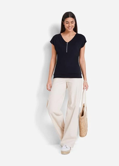 T-shirt Avec Zip, Manches Courtes 4 T-shirt Avec Zip, Manches Courtes - Afbeelding 4