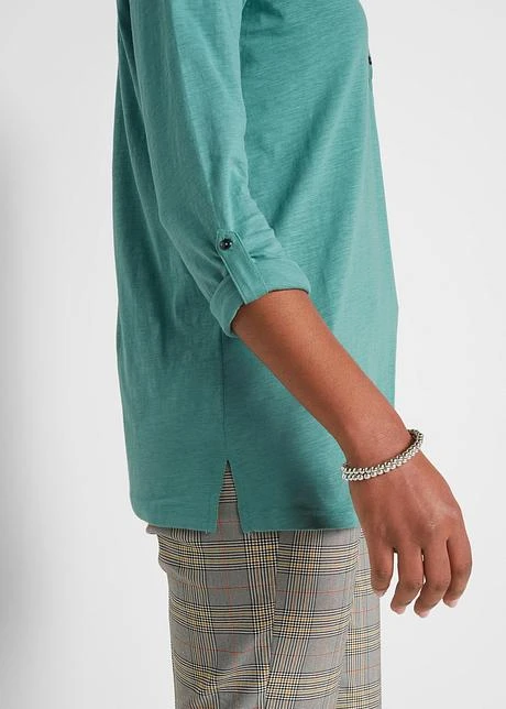 T-shirt Manches Longues En Coton Léger Avec Patte De Boutonnage 5 T-shirt Manches Longues En Coton Léger Avec Patte De Boutonnage - Afbeelding 5