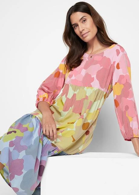 Robe-tunique Ample En Mélange Viscose Longueur Midi, Manches 7/8 6 Robe-tunique Ample En Mélange Viscose Longueur Midi, Manches 7/8 - Afbeelding 6