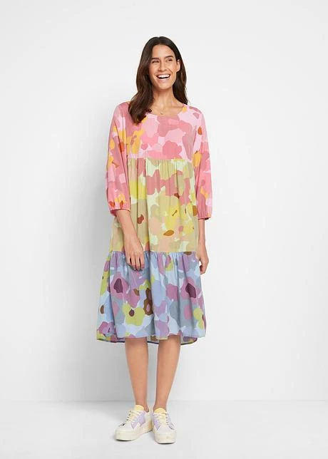 Robe-tunique Ample En Mélange Viscose Longueur Midi, Manches 7/8 2 Robe-tunique Ample En Mélange Viscose Longueur Midi, Manches 7/8 - Afbeelding 2