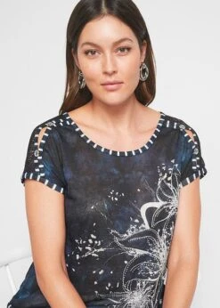 T-shirt Imprimé Batik Avec Petites Pierres -Libre Mode Winkel 22059910 JUStMXpS