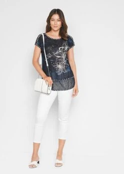 T-shirt Imprimé Batik Avec Petites Pierres -Libre Mode Winkel 22059917 bW8UpJQb