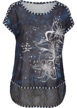 T-shirt Imprimé Batik Avec Petites Pierres