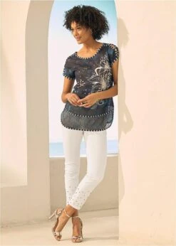 T-shirt Imprimé Batik Avec Petites Pierres -Libre Mode Winkel 22061849 WxHSHbLO