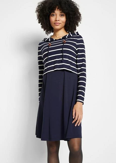 Robe De Grossesse Et D'allaitement Avec Pull à Capuche En Viscose 2 Robe De Grossesse Et D'allaitement Avec Pull à Capuche En Viscose - Afbeelding 2