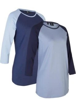 Lot De 2 T-shirts De Sport En Coton, Manches 3/4