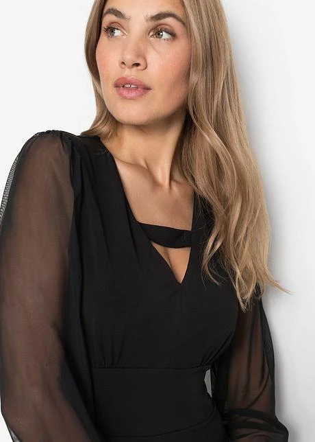 Robe En Jersey Avec Manches En Mesh 5 Robe En Jersey Avec Manches En Mesh - Afbeelding 5