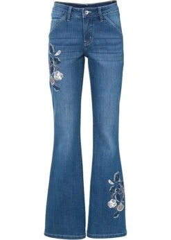 Rainbow Jean Flare Avec Broderies Florales