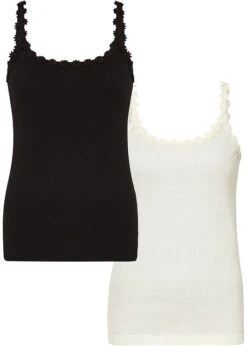 Rainbow Lot De 2 Tops Côtelés Avec Bordure Dentelle