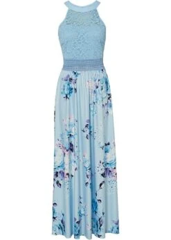 Robe Longue Estivale Avec Imprimé Floral Et Empiècement Dentelle
