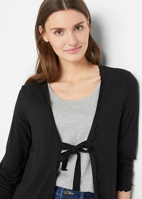 Long Gilet En Jersey Avec Bordure Ondulée 6 Long Gilet En Jersey Avec Bordure Ondulée - Afbeelding 6