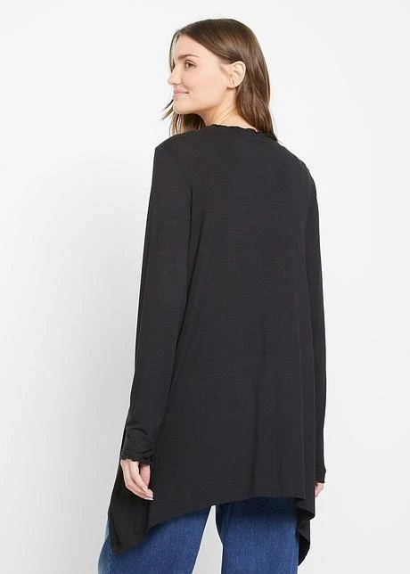 Long Gilet En Jersey Avec Bordure Ondulée 3 Long Gilet En Jersey Avec Bordure Ondulée - Afbeelding 3