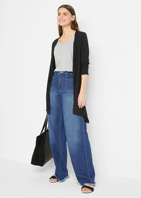 Long Gilet En Jersey Avec Bordure Ondulée 4 Long Gilet En Jersey Avec Bordure Ondulée - Afbeelding 4