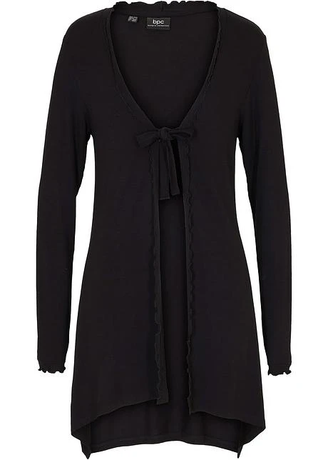 Long Gilet En Jersey Avec Bordure Ondulée 1 Long Gilet En Jersey Avec Bordure Ondulée