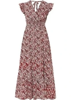 Robe Midi à Manches Papillon