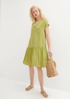 Robe-tunique Longueur Genou Avec Volant Et Col Henley -Libre Mode Winkel 23062082 iNKTFqGL