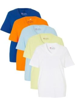 Lot De 5 T-shirts Longs Amples Col En V, Manches Courtes -Libre Mode Winkel 23064967 uw6MwkAS