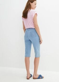 Bermuda Slim En Jean, Taille Haute, Longueur Genou -Libre Mode Winkel 23066288 ler3pHQy