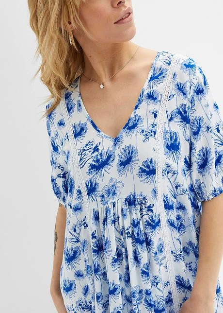 Robe-tunique Tissée Avec Détails En Dentelle Et Manches Ballon, Longueur Genou 5 Robe-tunique Tissée Avec Détails En Dentelle Et Manches Ballon, Longueur Genou - Afbeelding 5