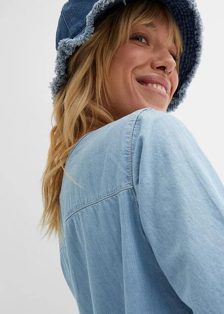 Robe En Coton Jean Longueur Genou, Demi-manches 5 Robe En Coton Jean Longueur Genou, Demi-manches - Afbeelding 5