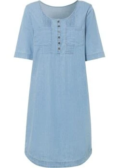 Robe En Coton Jean Longueur Genou, Demi-manches