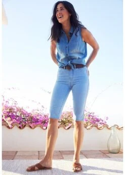 Bermuda Slim En Jean, Taille Haute, Longueur Genou -Libre Mode Winkel 23073033 xU5zUsVt