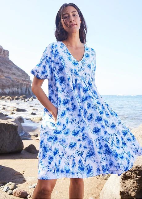 Robe-tunique Tissée Avec Détails En Dentelle Et Manches Ballon, Longueur Genou 7 Robe-tunique Tissée Avec Détails En Dentelle Et Manches Ballon, Longueur Genou - Afbeelding 7