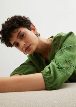 PREMIUM Robe En Lin Avec Broderie Ajourée -Libre Mode Winkel 23074754 htfdSUuq