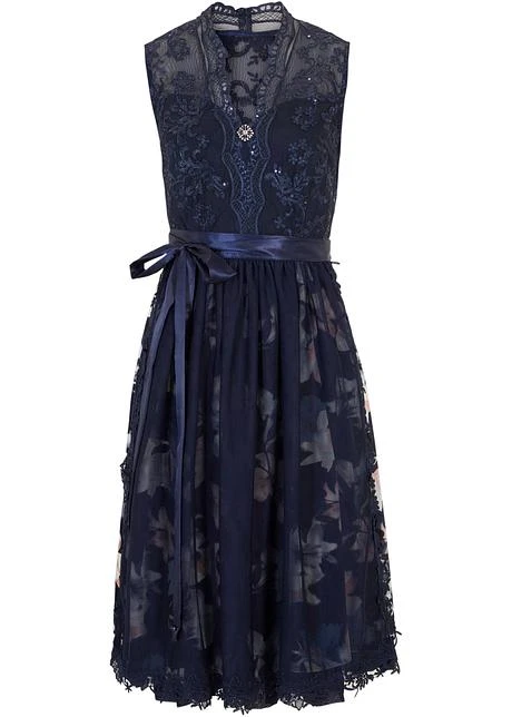 Dirndl Avec Broderie Et Jupe En Velours (Ens. 2 Pces.) 1 Dirndl Avec Broderie Et Jupe En Velours (Ens. 2 Pces.)