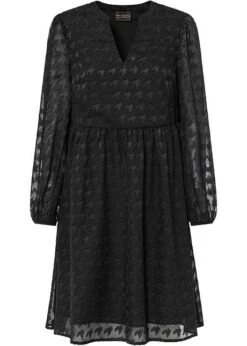 Robe Jacquard à Motif Pied-de-coq