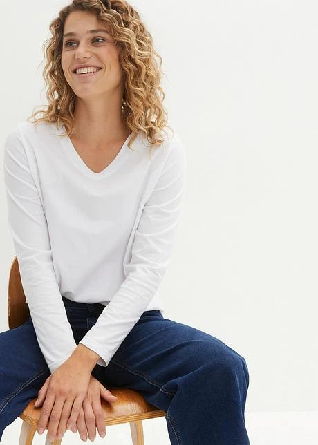 PREMIUM T-shirt Manches Longues Avec Col En V, Sans Couture Essential 5 PREMIUM T-shirt Manches Longues Avec Col En V, Sans Couture Essential - Afbeelding 5