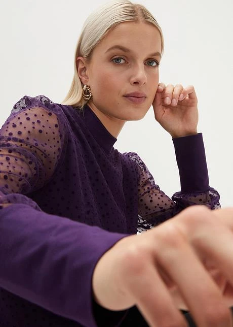 T-shirt Manches Longues En Mesh à Pois 6 T-shirt Manches Longues En Mesh à Pois - Afbeelding 6