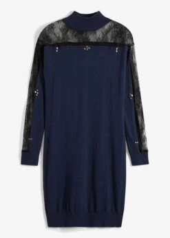 Robe En Maille Avec Empiècement Dentelle