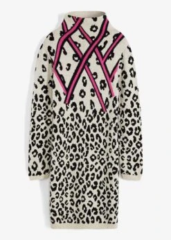 Robe En Maille à Col Montant