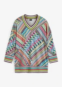 T-shirt Manches Longues à Mélange De Motifs