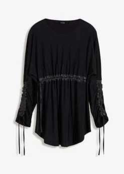 T-shirt Manches Longues Avec Passepoil Enduit