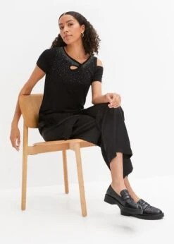 T-shirt à Application De Strass Et Découpes 10 T-shirt à Application De Strass Et Découpes -Libre Mode Winkel 23204212 fmawG0kT